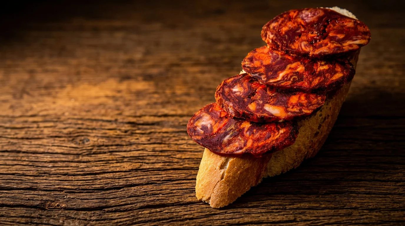 Pincho de chorizo ibérico sobre pan