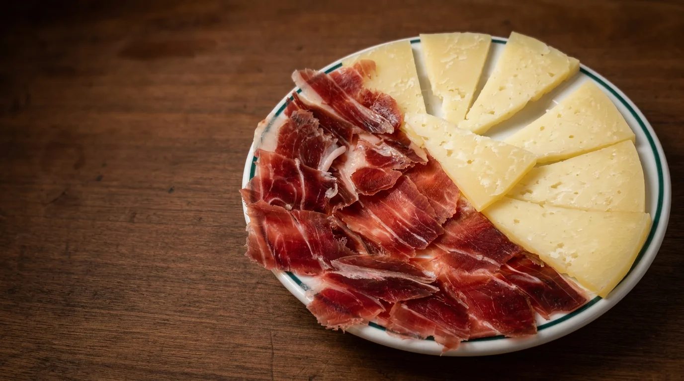 Plato de jamón ibérico y queso manchego